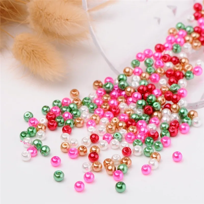 Pandahall 4/6/8mm Glass Pearl Beads Mixed Color Pearlized Beads Round For Jewelry Making DIY Bracelets Hole: 1mm Free Shipping