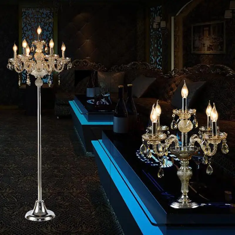 Cocktail party led wedding floor light silver candle crystal floor lamp