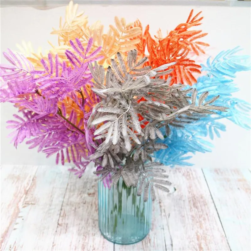 

Fake Single Stem Mimosa 18.9" Length Simulation Sensitive Plant Greenery for Wedding Home Decorative Artificial Plants