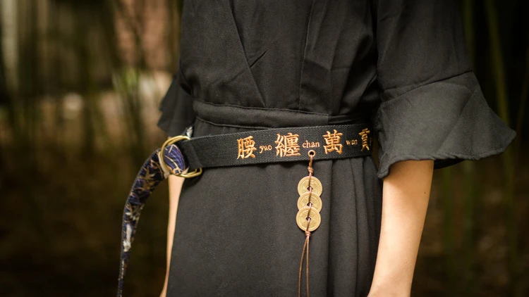 Модный холщовый пояс Харадзюку с вышивкой в виде китайских букв и двойным кольцом, женские и мужские ремни