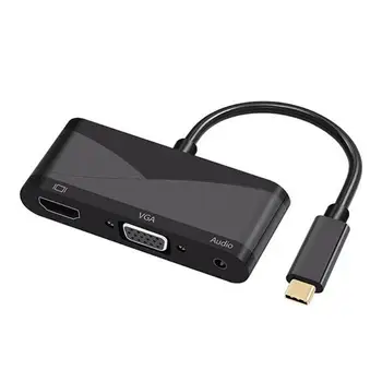 

USB C Type C to HDMI VGA 3.5mm Audio Adapter 3 in 1 USB 3.1 USB-C Converter Cable for Laptop Macbook Google