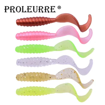 

10pcs/lot Curl Worm soft bait 55mm 1.2g Jig Wobbler Fishing Lure Artificial Silicone baits Leurre souple Iscas bass Pesca Tackle