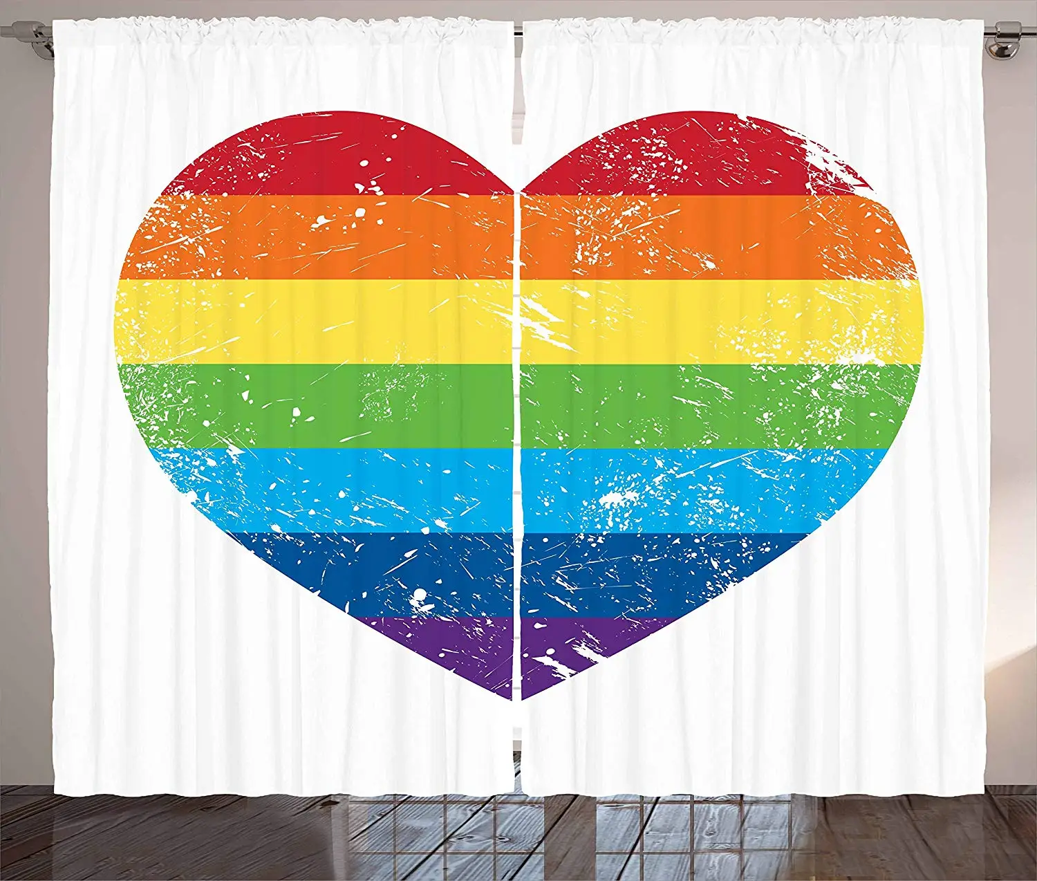 ヴィンテージ虹キッチンカーテンハート Lgbt 旗デザインゲイプライドを