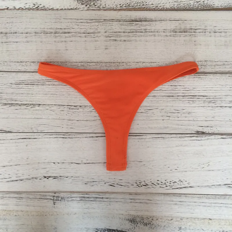 Solid thong bikini bottoms Brazilian Swimwear tanga Swimsuit panties ...