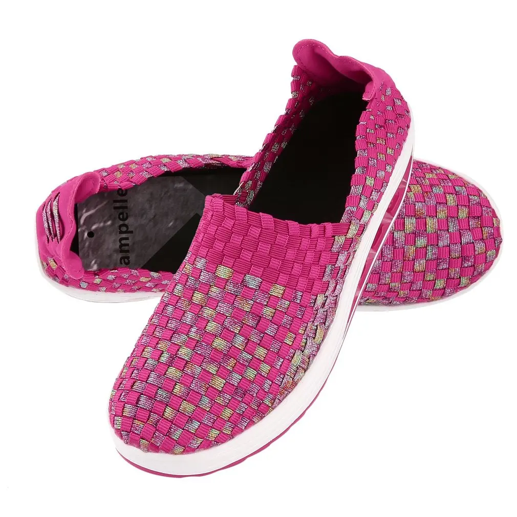 

Women's Ultra Lightweight Woven Sneakers Casual Breathable Slip-on Shoes with Non-slip Hollow Thick Sole