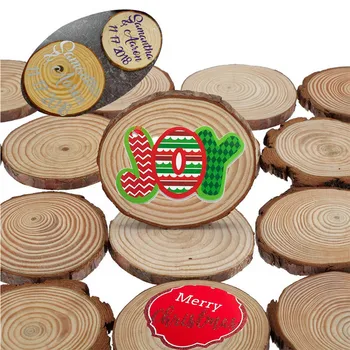 

VOGVIGO Unfinished Natural Wood Slices 10Ps Circle with Tree Bark Round Log Disc for DIY Craft Christmas Rustic Wedding Ornament
