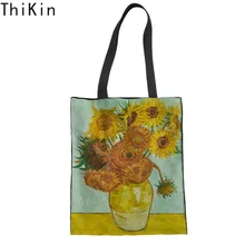 THIKIN женская сумка на плечо Винсента Ван Гога Звездная ночь печать девушка Классическая Холщовая Сумка Эко многоразовая складная сумка для покупок