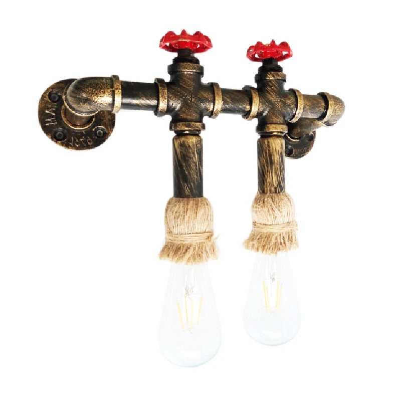 Loft vintage nostalgic Double Heads E27 wall lamp antique iron Water pipe wall light For aisle corridor balcony cafe decoration Loft vintage nostalgic Double Heads E27 wall lamp antique iron Water pipe wall light For aisle corridor balcony cafe decoration
