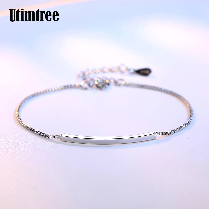 

Utimtree Fashion Silver Color Charm Bracelet For Women Girl Bracelet & Bangle Box Chain Pulseras Mujer Wedding Bridal Jewelry