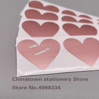 80pcs Scratch Off Stickers Heart Shape Label Stickers 30 x 35mm Gold Color
