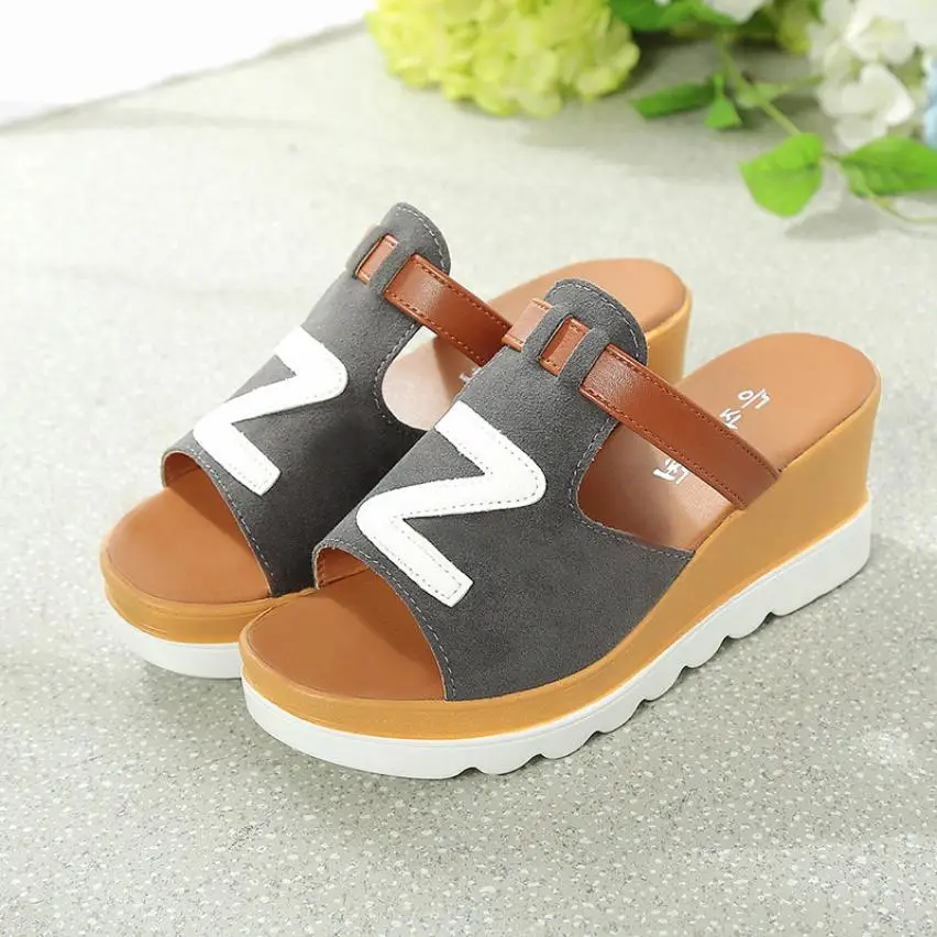 Summer Fashion Gladiator Casual Solid Color Wedges Peep Toe Flatform Shoes High Heels Sandals Slippers Sexy Women Footwear