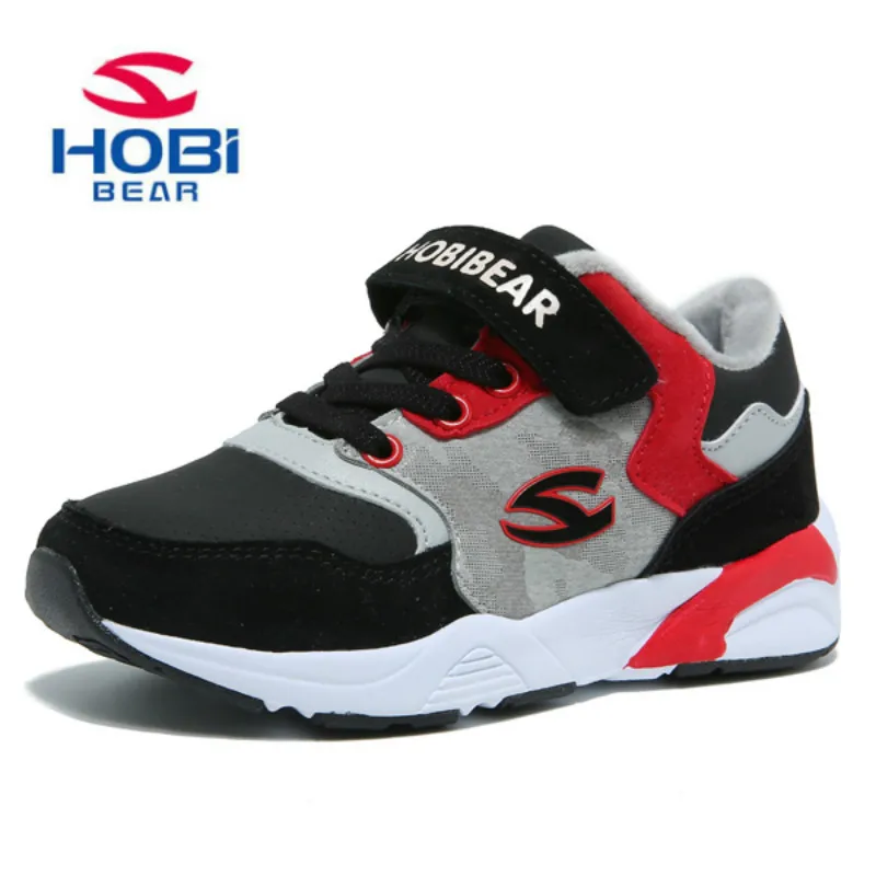 

Winter shoes kids casual sneakers hook and loop leather warm lining boys shoes boots of HOBIBEAR H7567