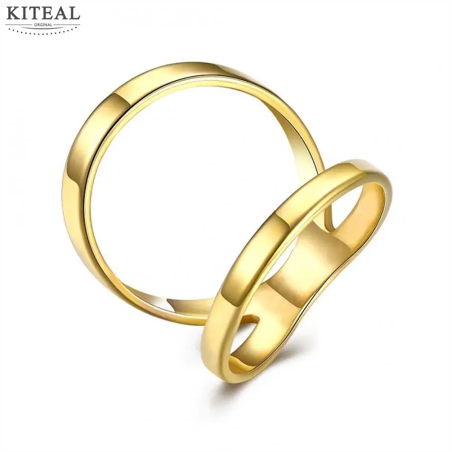 

4 colors Best Gift Men's Party Jewelry Engagement rings Yellow gold color two circle anel masculino accessorie for women