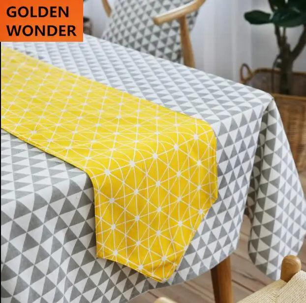 

Modern Simple Yellow Table Runner Fashion Table Runners Cotton and Lien Cloth Home Textile