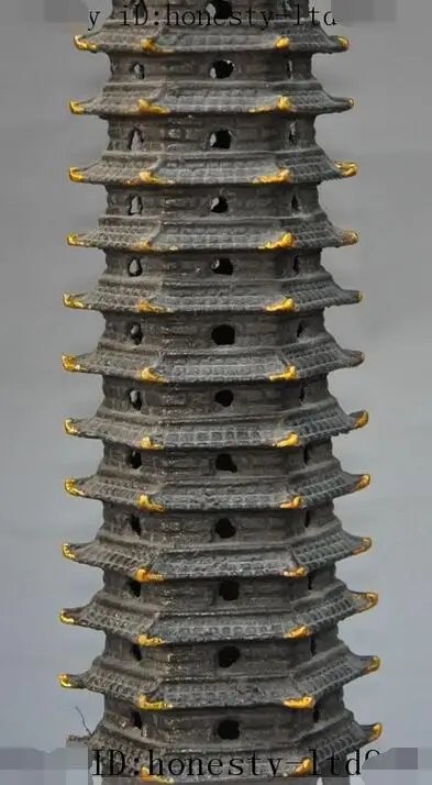 Китайский чистая бронзовый свинка буддизм храм Wenchang башня ступа Пагода статуя