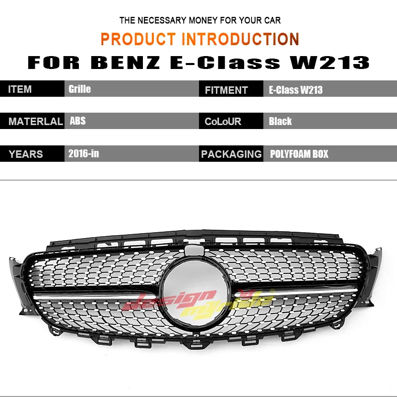 Алмазная решетка гриль W213 E63 вид черный с камерой для Mercedes E класс E200 E250 E300 E350 E400 Передние решетки без знака 16