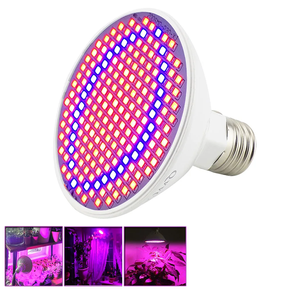 

200 LED Plant Grow Light Bulbs E27 Growing Lamp lights Indoor Greenhouse for Hydroponics System Flowers seeds Plants Vegetables