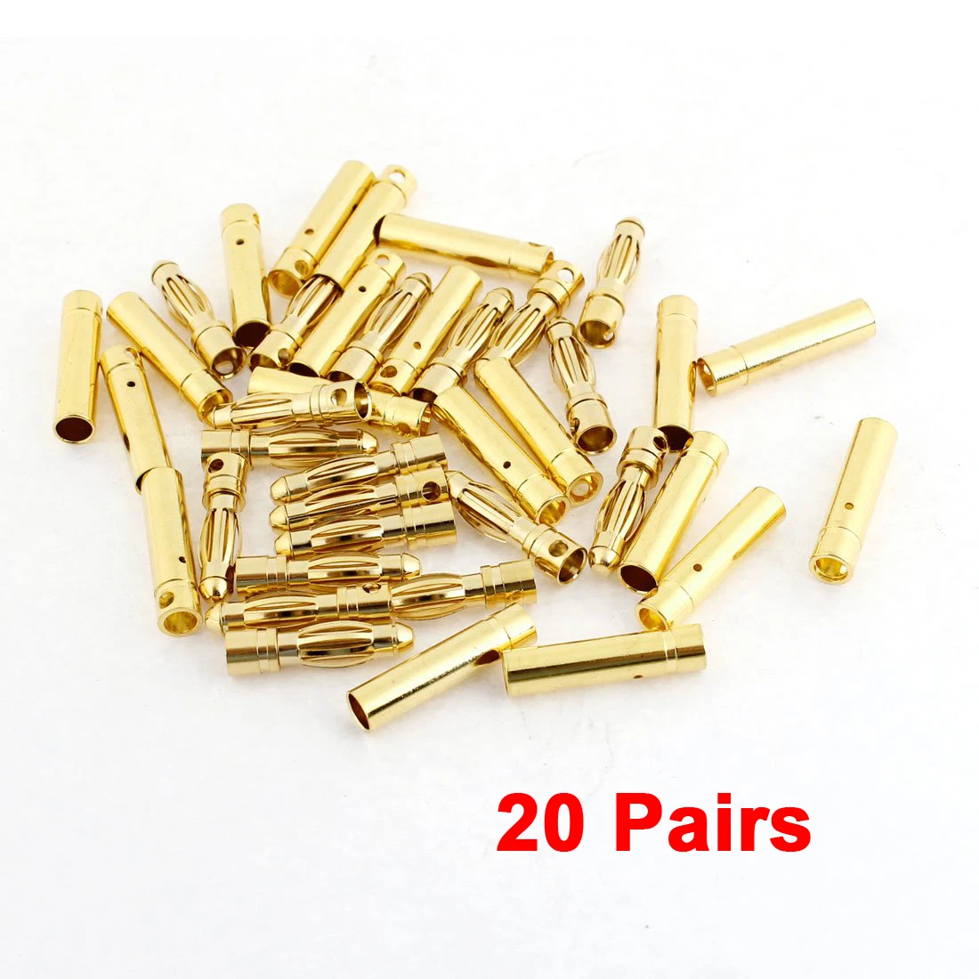 MYLB-20 Pairs Gold Tone Metal RC Banana Bullet Plug Connector Male Female 4mm MYLB-20 Pairs Gold Tone Metal RC Banana Bullet Plug Connector Male Female 4mm
