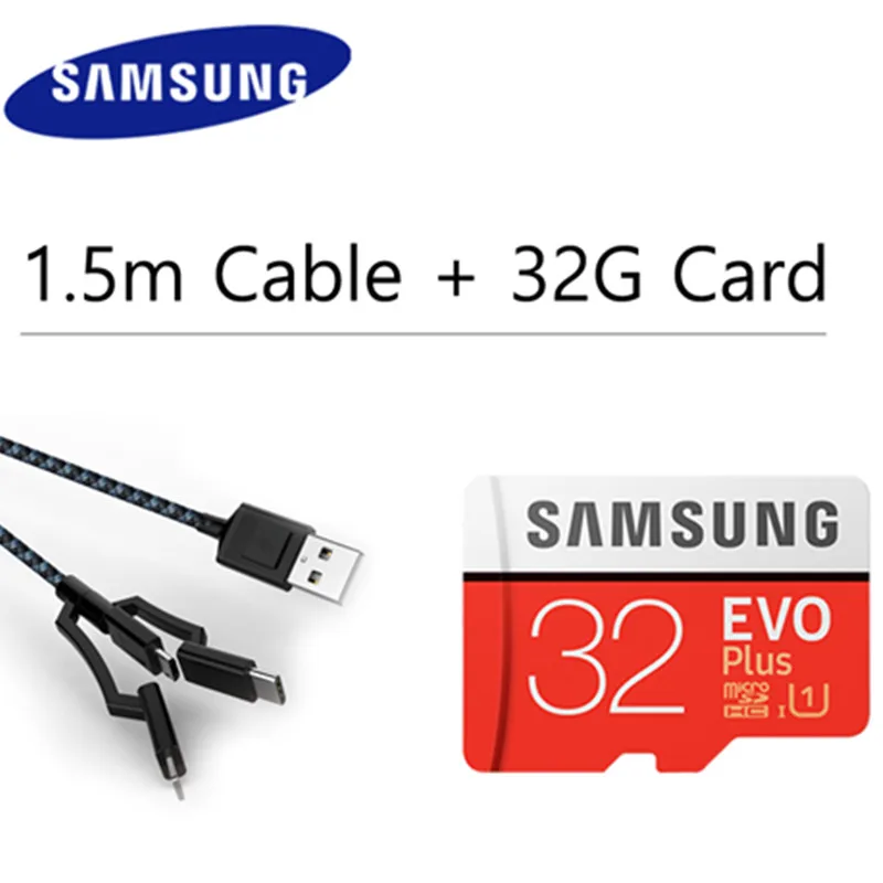 SAMSUNG Microsd карта 64G 128GB 32GB Micro SD карта 12GB класс 10 U3 U1 SDXC класс EVO+ Micro SD карта памяти TF Flash - Емкость: 32GCable