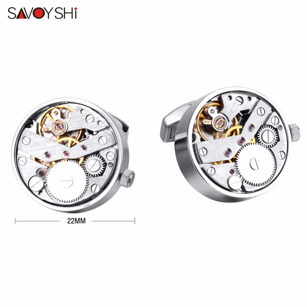 SAVOYSHI 남성용 기계식 시계 무브먼트 커프스 단추 기능성 셔츠 커프 메커니즘 디자이너 쥬얼리 브랜드 액세서리