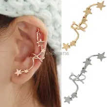 1PC Hot Korean Chic Fashion Gold Silver Plated Star Ear Bone Clip On Ear Cuff Earrings Women Jewelry Gifts Drop Free pinksee hot korean chic gold silver color star ear bone clip on ear cuff clip earrings for women jewelry gifts