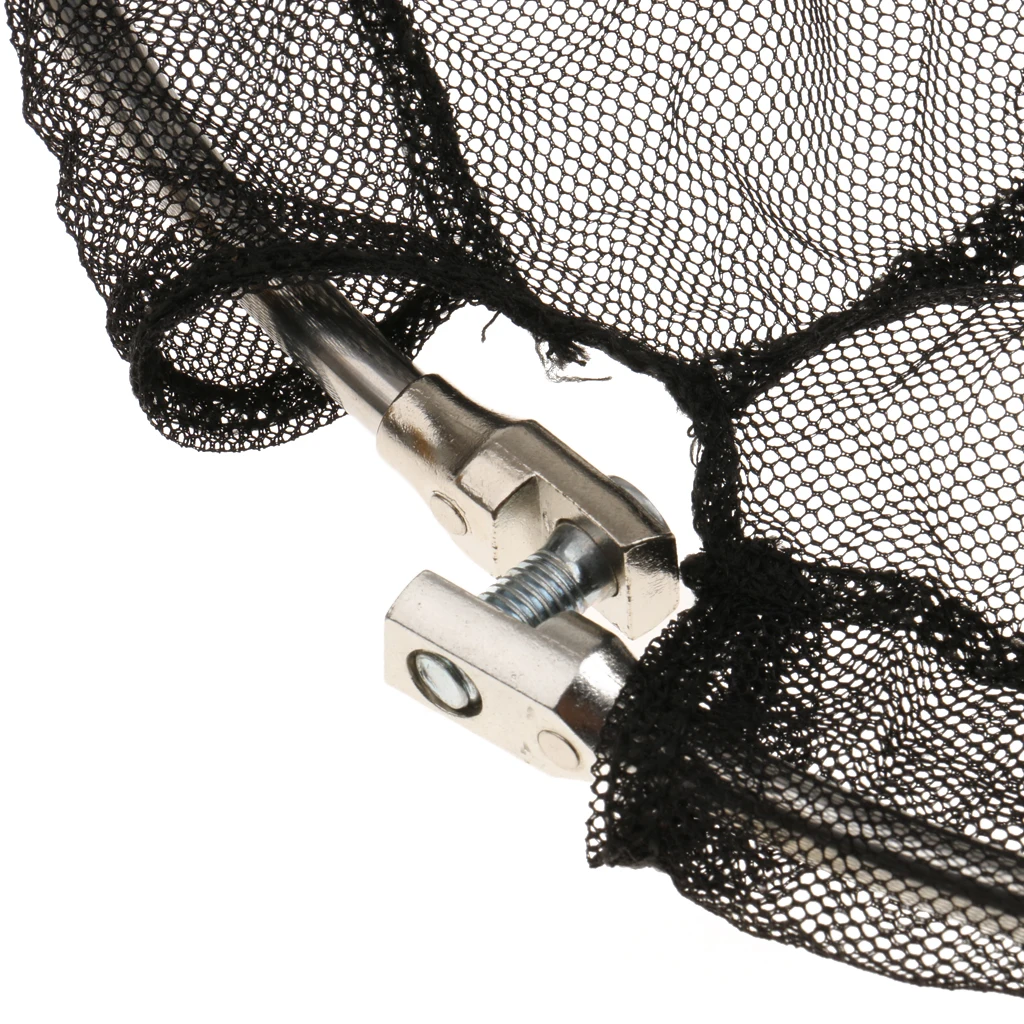 Folding Stainless Steel Frame Nylon Coarse Fishing Landing Net Head Black Red de pesca filet de peche