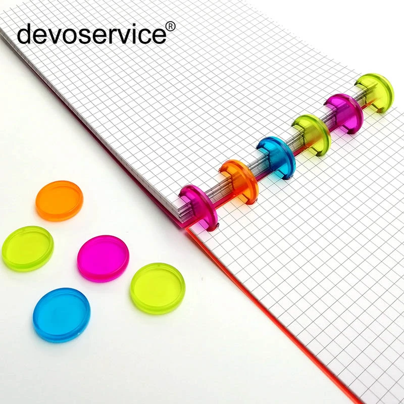

30pcs/Lot Mushroom Hole Colorful 20MM Inside Diameter Plastic Loose Leaf Book Binder Hinged Rings Keychain Album Scrapbook Craft