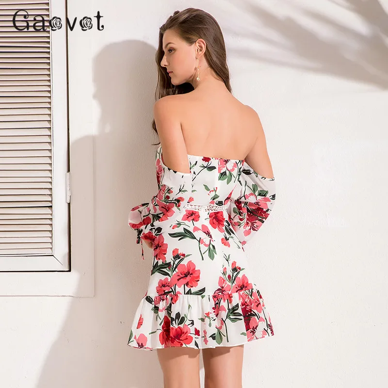 Gaovot/2019 летние весенние женские платья без бретелек с открытыми плечами цветочным