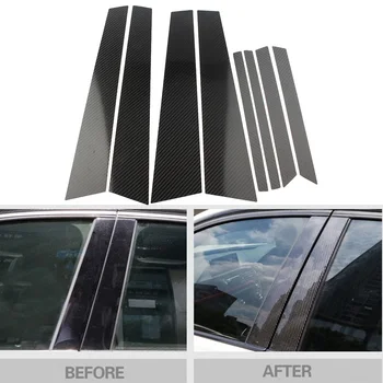

6pcs Real Carbon Fiber Car Window B-Pillars Moulding Cover Protective Trim For 2009-2014 BMW E71 X6 X-Series