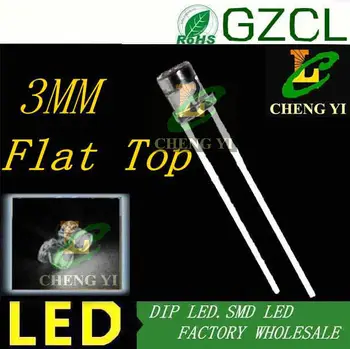

High bright White 3mm led diode 6000-7000K Flat top DIP LED 3.0-3.5V 1000pcs free shipping
