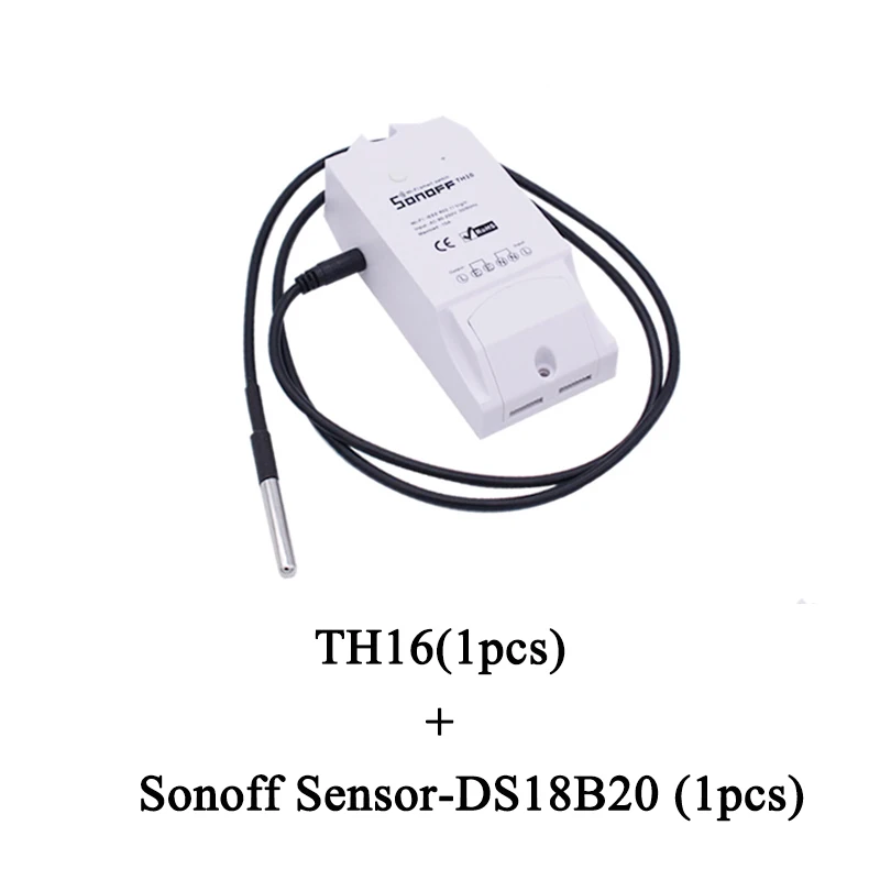 Sonoff TH 16A/10A мониторинг температуры и влажности WiFi умный переключатель Функция синхронизации с AM2301 DS18B20 датчик высокая точность - Комплект: 16 and waterproof T