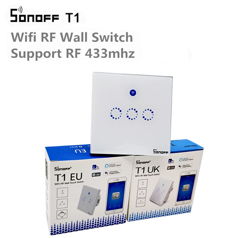Sonoff T1 EU UK Smart WiFi RF 433/ APP / Touch Control Wall Light Switch 1 /2 /3 Gang 86 Type Wall Touch Switch Smart Home цена Sonoff T1 EU UK Smart WiFi RF 433/ APP / Touch Control Wall Light Switch 1 /2 /3 Gang 86 Type Wall Touch Switch Smart Home цены онлайн