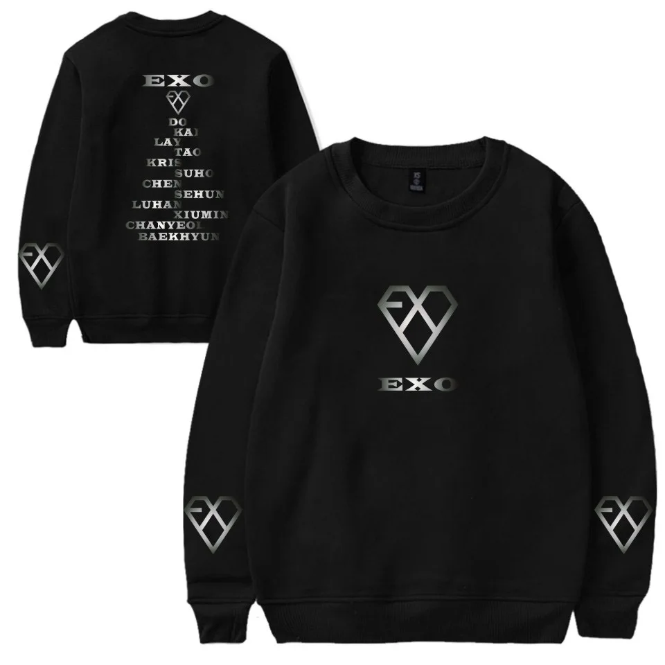 

2019 new hot autumn and winter models EXO new album LOVE SHOT printing trend men and women fleece round neck hoodies