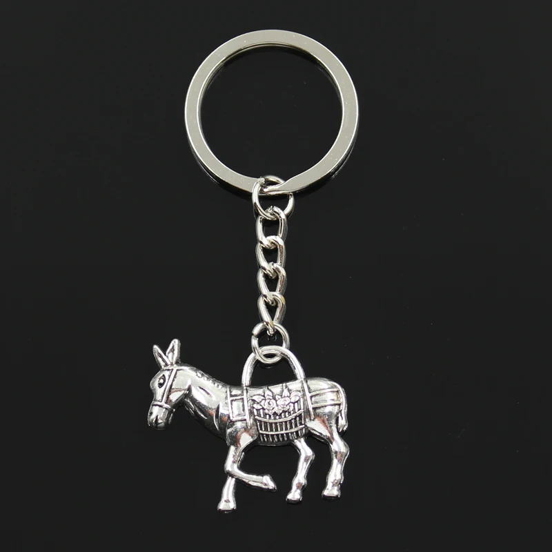 

Fashion 30mm Key Ring Metal Key Chain Keychain Jewelry Antique Silver Bronze Plated donkey burro 33x30mm Pendant