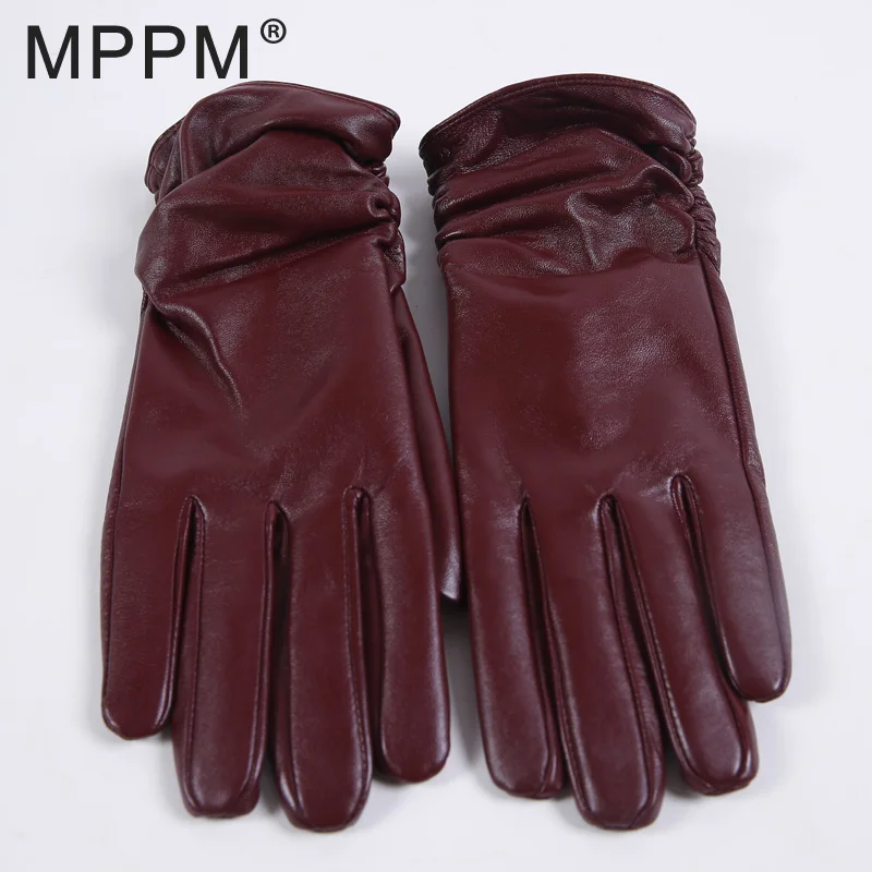 Специальные Зимние Модные женские перчатки MPPM из натуральной кожи модные теплые