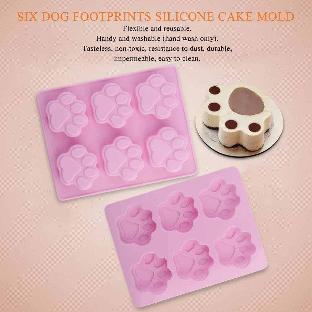

Pink 7.5 * 1cm(D * H) Lovely Sweet Multifunction Dog Paw Silicone Mold Ice Cube Cake Soap Baking Mould Kitchen Accessoriess