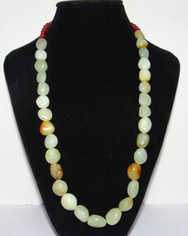 

N2956 China Nature Hetian Jade Yellow Skin Beads Hand Made Necklace Pendants (A0325)