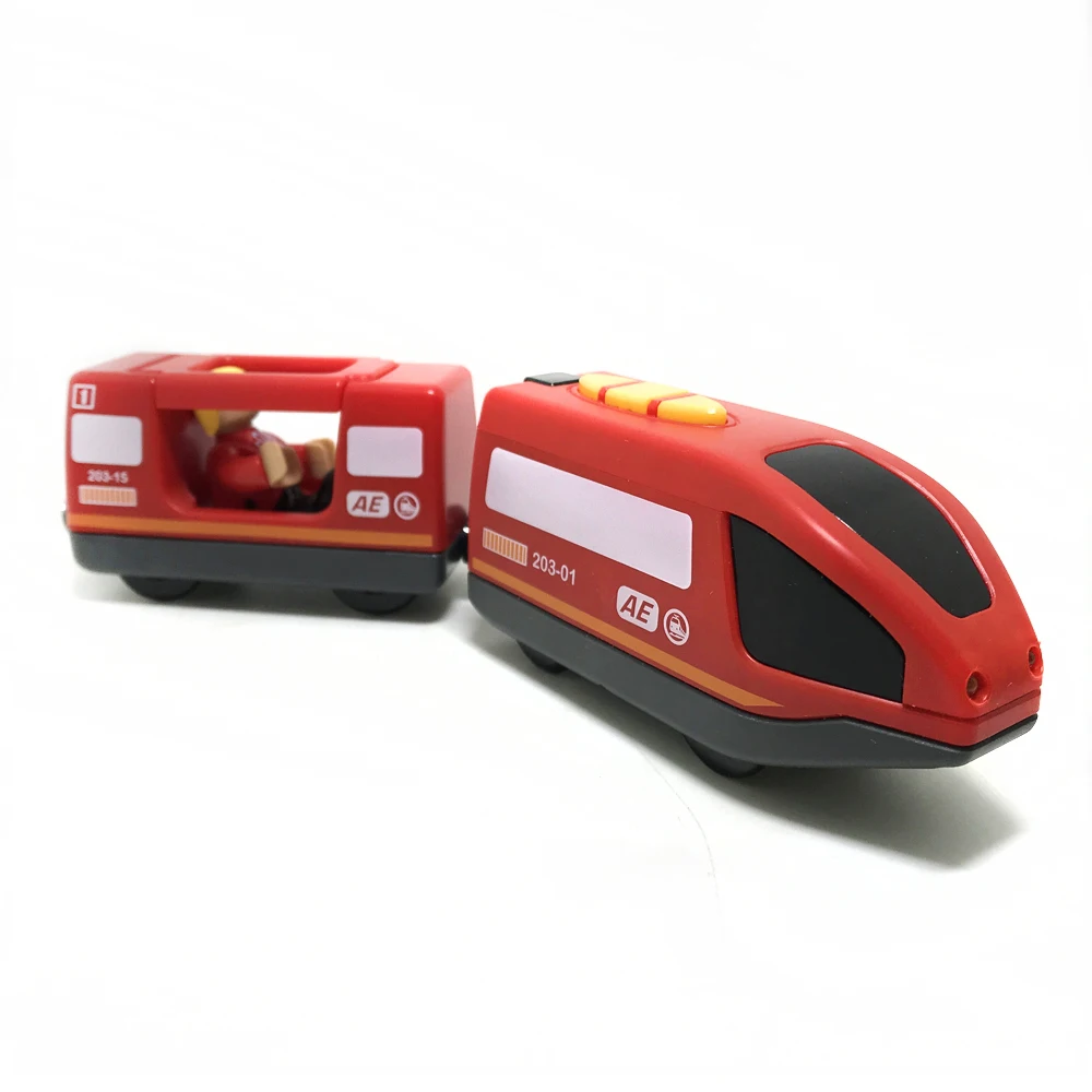 Elétrico com Controle Brinquedo para Crianças com Trilho Elétrico de Madeira com Controle Compatível com Briado Vermelho e Branco Trem Remoto 5 crianças com trilho elétrico de madeira com