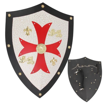 

Medieval Shield Knight Crusader Shield Armor For Kingdom of Heaven Iron Brass Steel Metal Art Hand-Held Display