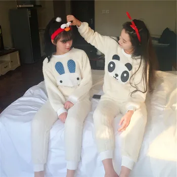 

winter christmas panda rabbit Flannel sleepwear Cartoon pajamas pyjamas nightwear women