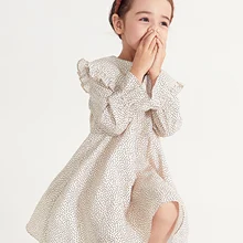 Balabala/детская одежда; платье для девочек; сезон весна; Новинка года; детское шифоновое платье с цветочным рисунком в стиле ретро; милые модные длинные платья