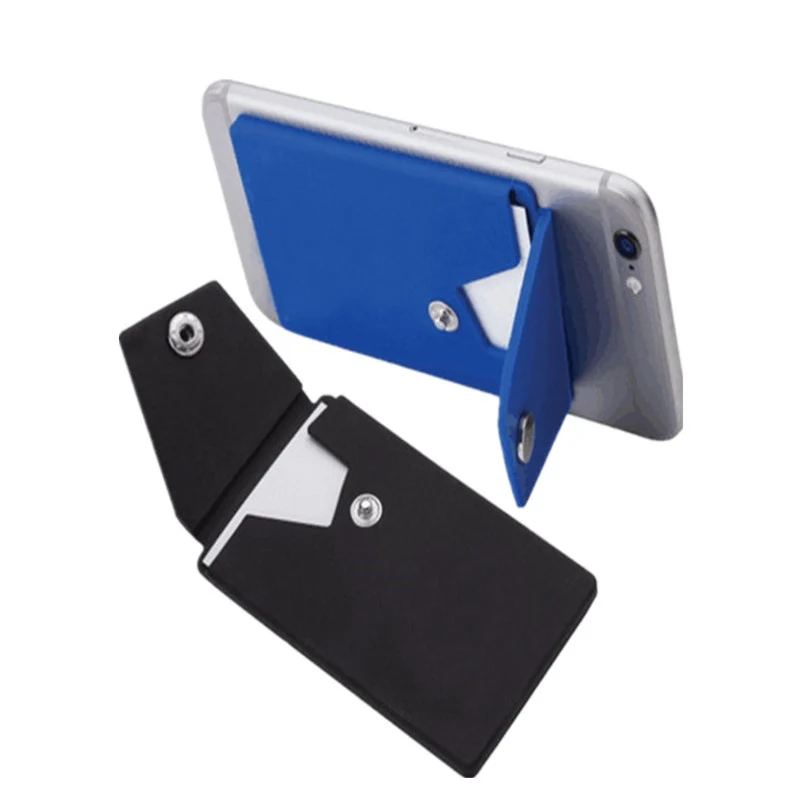 

Universal Mulitfunction Mobile Phone Back Adhesive Cards Credit ID Card Holder Stand Pocket Pouch Sticker with Button Lock