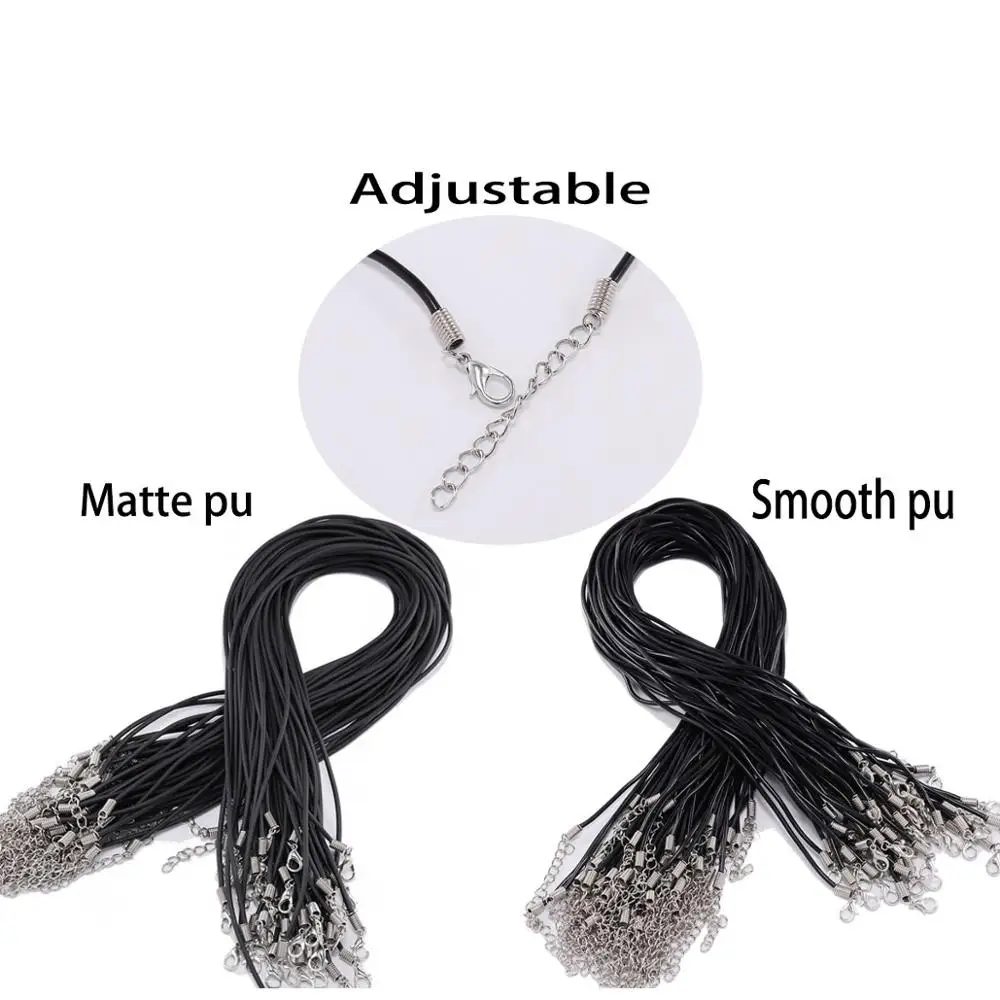 

10 Pcs/lot Dia 1.8mm Black Leather Cord clasp Necklace Adjustable 52cm Rope For DIY Necklace Bracelet Jewelry Making Findings