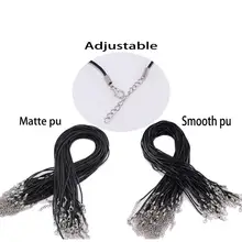 Lot de 10 fermoirs en cuir noir de 1.8mm de diamètre, cordon ajustable de 52cm pour la fabrication de bijoux