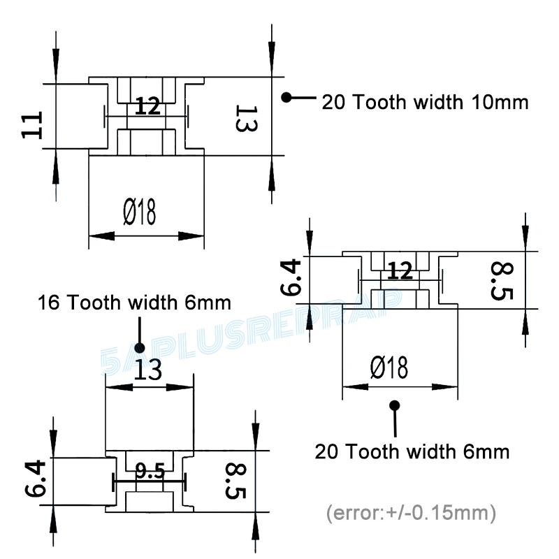 Fevas 5pc 3D Printers Parts Printer Pulley GT2 20 Teeth bore 5mm 2GT 20teeth Timing Pulley fit for GT2 Belt Width 10mm Bore Diameter: 5mm, Width: 10mm Fevas 5pc 3D Printers Parts Printer Pulley GT2 20 Teeth bore 5mm 2GT 20teeth Timing Pulley fit for GT2 Belt Width 10mm Bore Diameter: 5mm, Width: 10mm