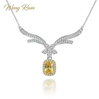 

Wong Rain 100% 925 Sterling Silver 5 * 7 MM Citrine Gemstone Birthstone Engagement Wedding Party Women Pendant Wholesale