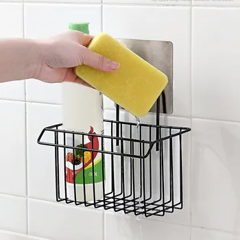 

Sink Storage Rack Wrought Iron Drain Shelf Kitchen Organizer For Sponge Dishcloth Holder