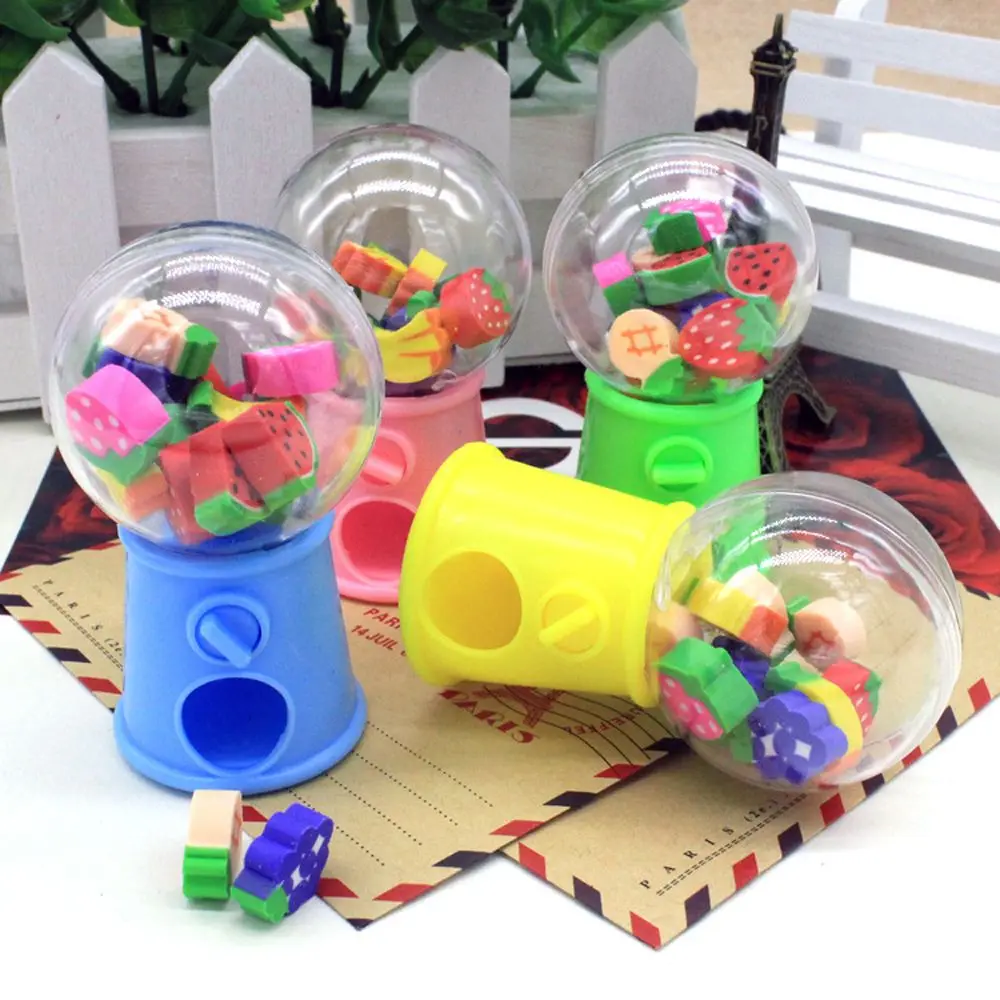 

Anti-stress Novelty Gag Educational Toys Fruit Animal Shaped Candy Machine Eraser Mini Rubber Kids Funny Gifts Children Games