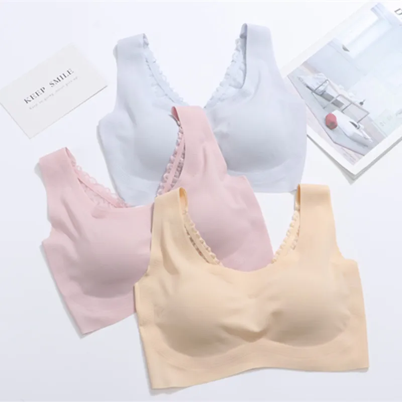 

Rubick Women Free Heart Cooling Seamless Sleep Bra Silk Lace Beautiful Back and Wirefree Comfty Bra