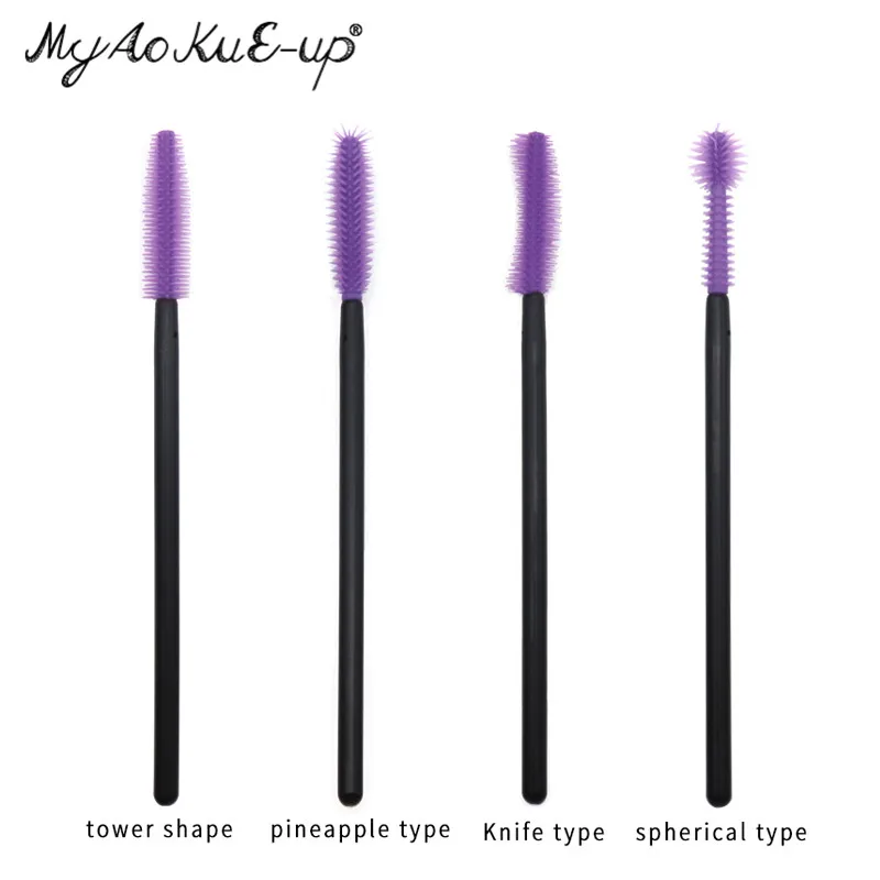 

Disposable Silicone Mascara Applicator Wand 200pcs Dark Purple color Makeup Mascara Brushes Wands Eyelash Brush Make Up Brushes